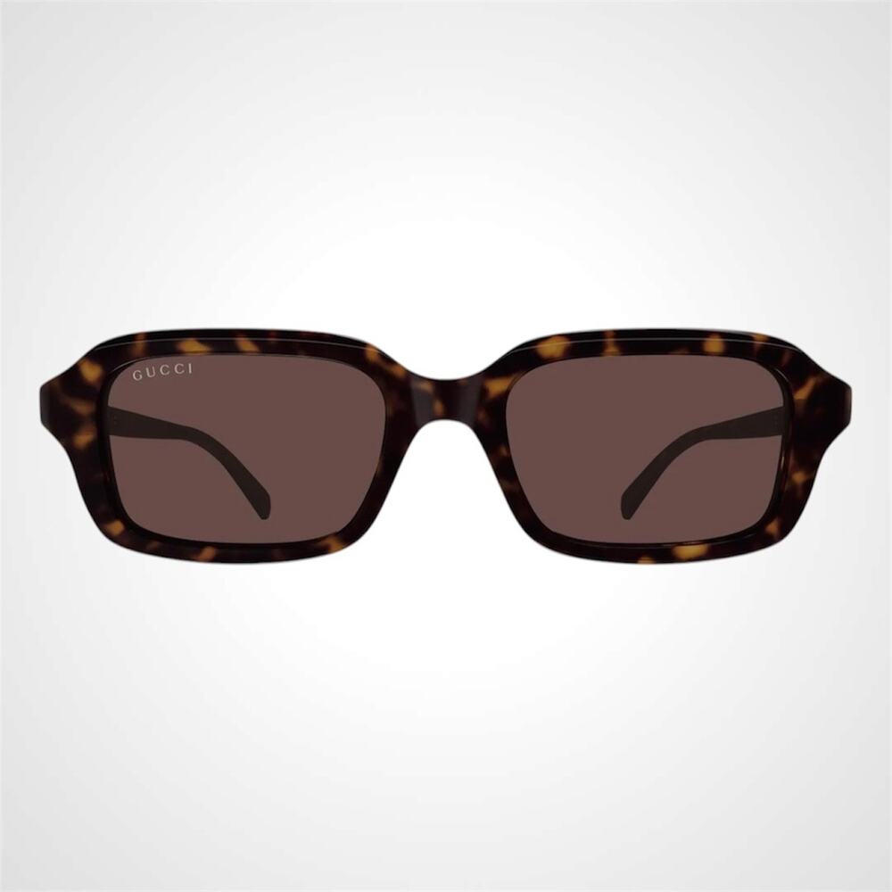 New GUCCI Sunglasses Brown Tortoise 50-18-140mm Rectangle Gold Metal Logo Womens - Picture 2 of 4